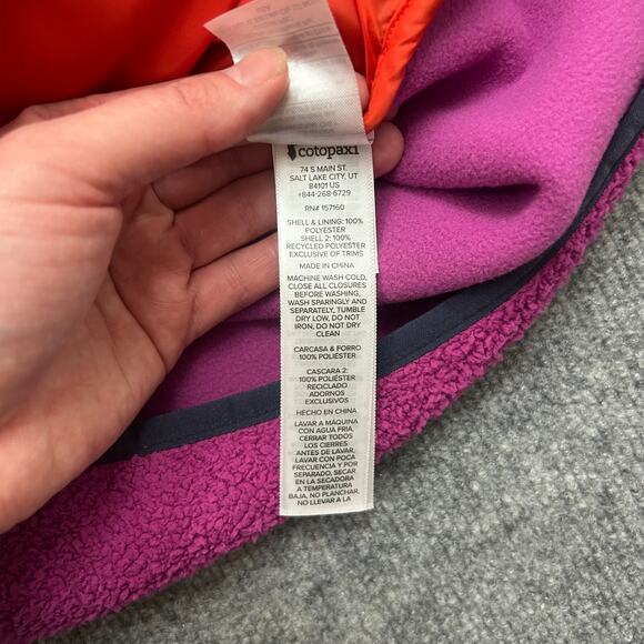 Cotopaxi Trico Hybrid Vest Women's size L Orange Purple Colorblock Full Zip - Picture 6 of 9